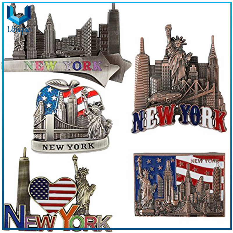 Edificio popular Metal 3D Souvenir personalizado Turismo New York Imán del refrigerador