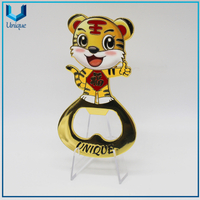 Abrebotellas personalizado para regalos de recuerdo navideño de alta calidad, abridor de botellas de metal con impresión UV única y esmalte duro Trandition Tiger Cartoon