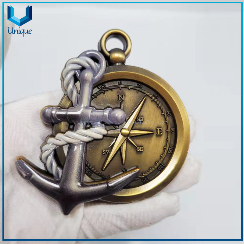 Moneda militar de la medalla de Displayer de la artesanía del metal de la marina de guerra del recuerdo del relieve 3D grueso de 12m m