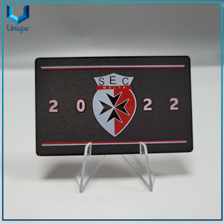 Tarjeta de metal negro de acero inoxidable de alta calidad con logotipo personalizado