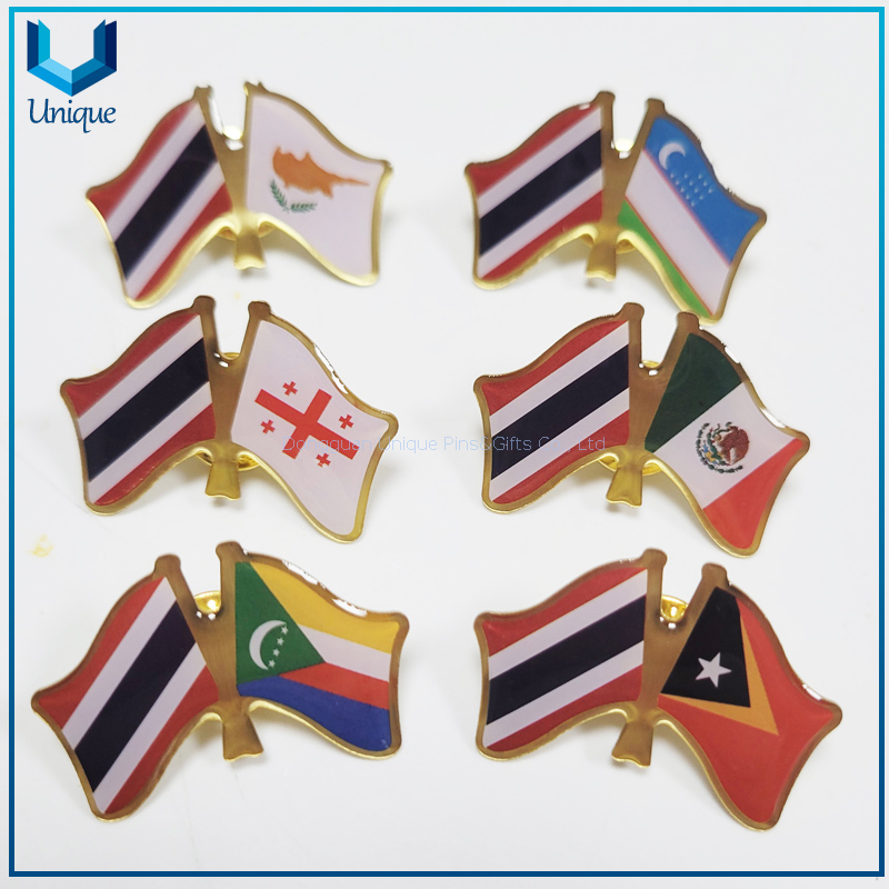 Pin desplazado de bandera doble de Tailandia personalizado