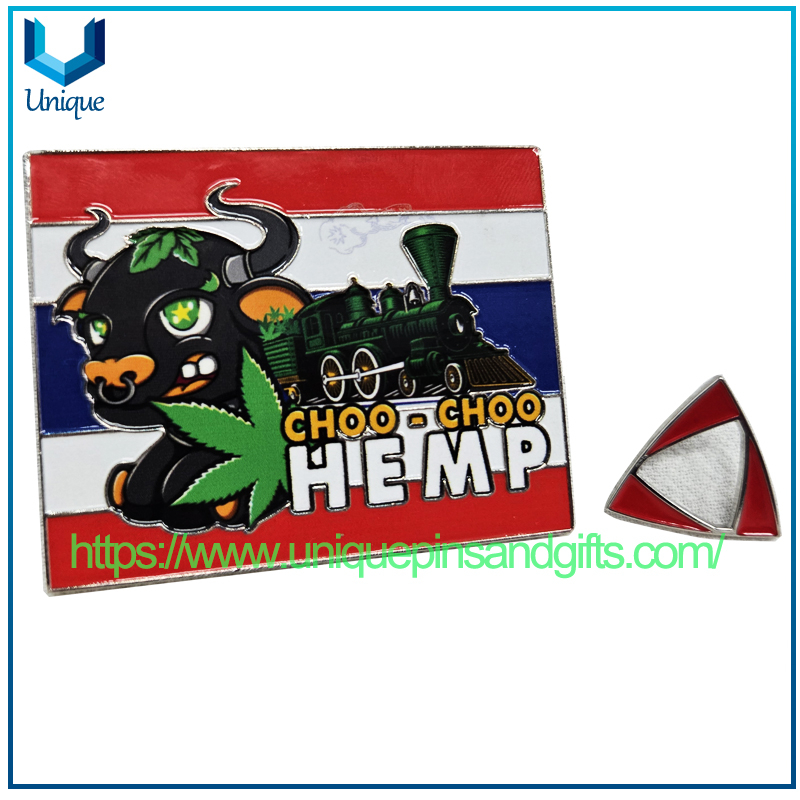 Personalice el pasador de solapa de cáñamo magnético de Tailandia con impresión UV