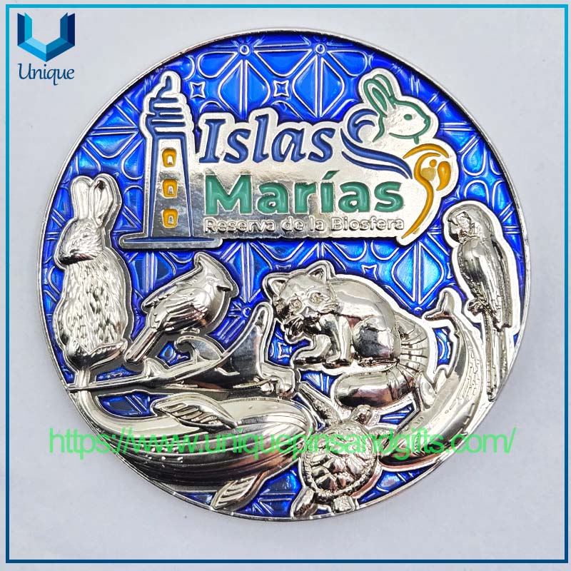 Moneda conmemorativa 3D de diamante personalizada Moneda Conmemorativa de Oro/Plata México Armada Monedera conmemorativa