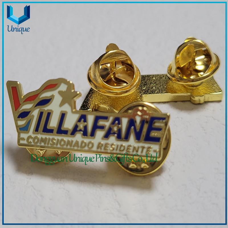 Broche de Metal de diseño personalizado para restaurante LADI de Puerto Rico, chapado en dos tonos dorados y plateados, broche de Metal de cobre troquelado