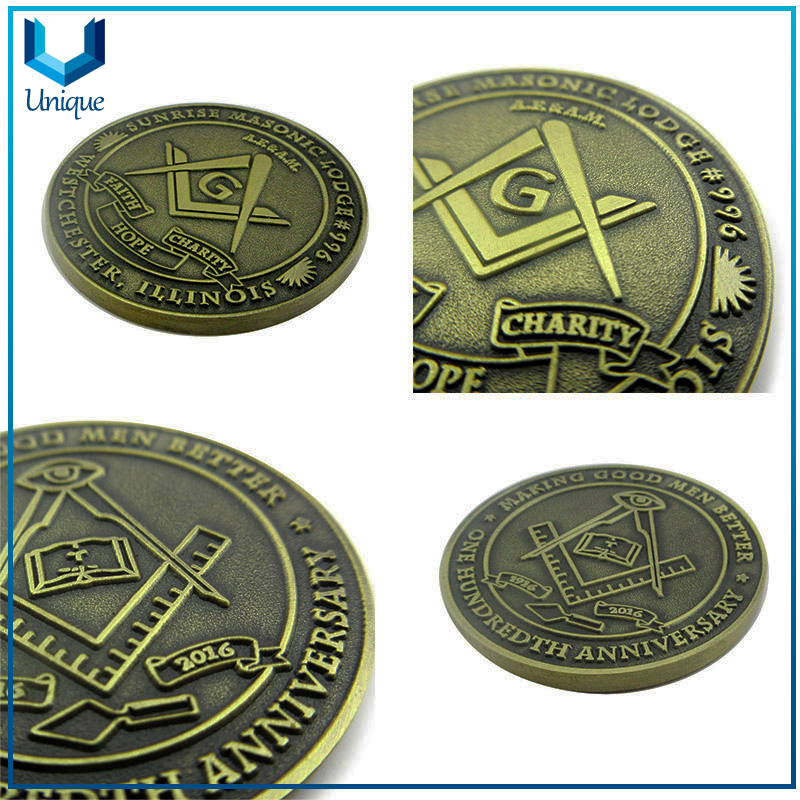 Personalice el latón antiguo, debatiendo la moneda de la medalla, la moneda conmemorativa militar, la moneda del desafío 3D