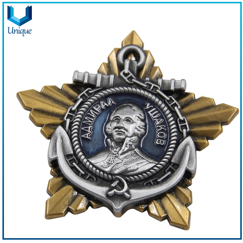 Personalice la insignia de la policía de alta calidad, la insignia de 3 capas, la insignia de metal 3D, el broche de honor de la policía, la insignia militar de la moneda de la medalla de los recuerdos en la antigüedad de dos tonos