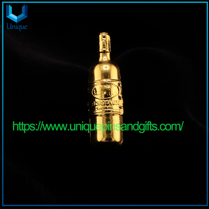 Insignia de broche de Pin de solapa de botella AZ con letras mayúsculas chapadas en oro de bronce personalizado