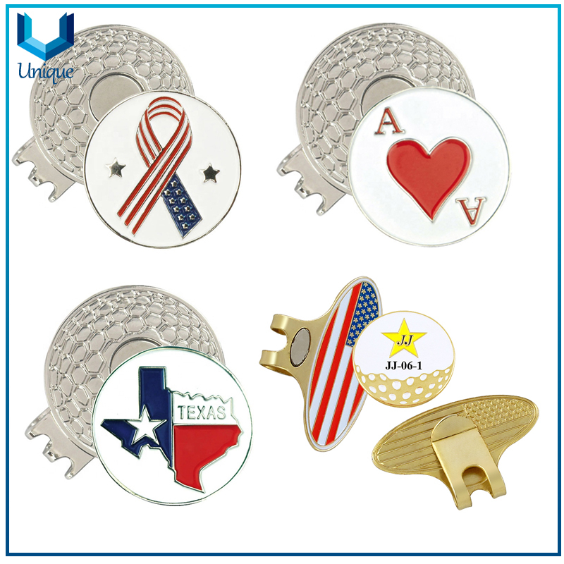 Ribbon Golf Hatclip, bandera nacional Golf Hatclip, Mapa / Map / Poker Logo para Ballmarker, Metal Image Golf HatClip con bolsillo con el logotipo de personalizar
