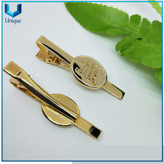 Wholesale fabricante de artesanías metálicas, personalice la barra de corbata chapada en oro de alta calidad 24k, Pin de collar de mancuerna de moda, Pin de lazo de regalo