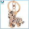 Crystal Decorated Tiger Keychain, regalos promocionales populares llavero con diamantes de imitación, llavero de metal al por mayor para la mejor venta