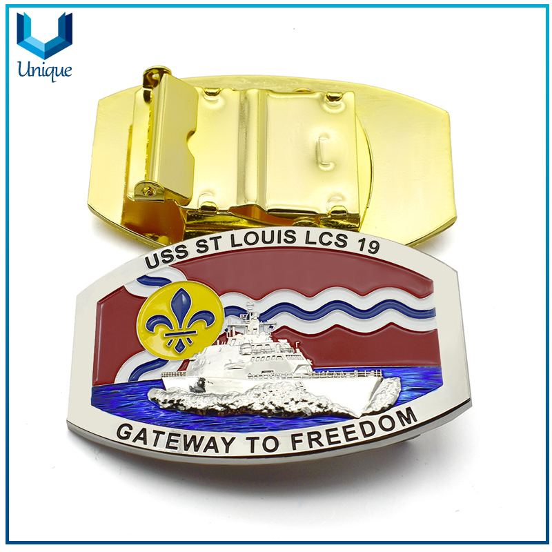 Venta al por mayor Personalizar Diseño 3D USS ST LOUIS LCS 19 Policía militar de la Marina Hebilla del cinturón de la policía para honor, manualidades de metal Fabricante para boda, regalos Hebilla de metal