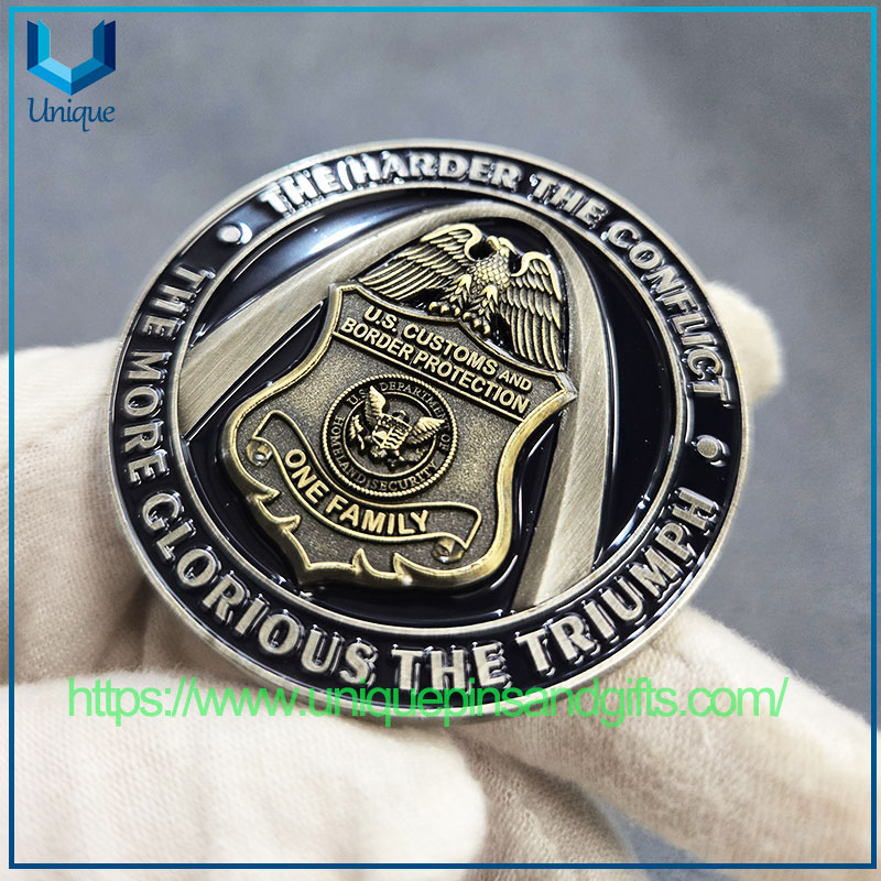 Moneda de policía personalizada con revestimiento de dos tonos de bronce antiguo + plata antigua de 2,25 pulgadas
