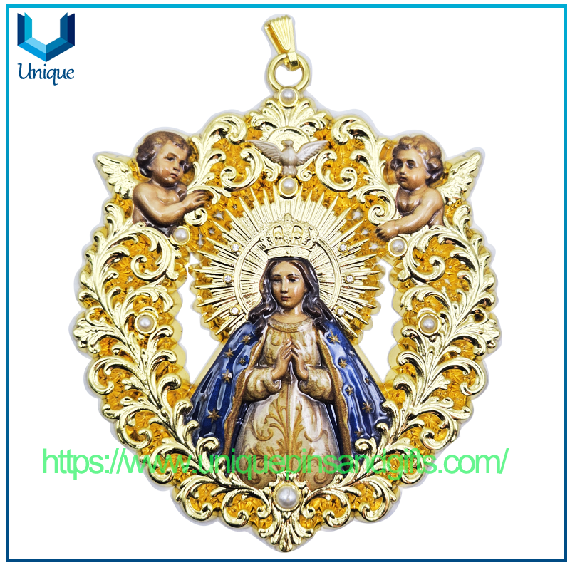 Colgante de Nuestra Señora de Guadalupe de alta calidad con ángeles, regalo religioso