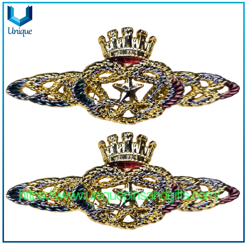 Artesanía de Metal personalizada, alfileres de solapa con logotipo 3D, insignias, uniforme chapado en oro, emblema de embrague de mariposa para seguridad de la Fuerza Aérea de EE. UU.