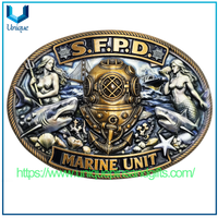 Hebilla de cinturón de metal 3D SFPD de unidad marina de EE. UU., diseño personalizado de alta calidad, con patrones exquisitos impresos UV