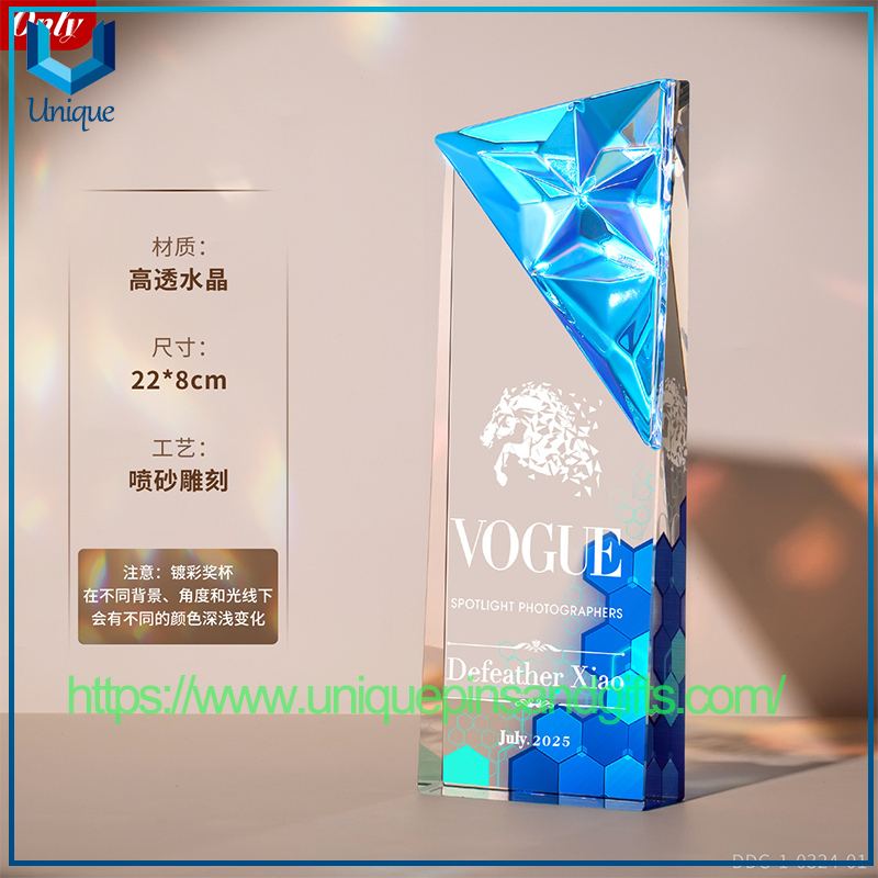 Trofeos de cristal personalizados Trofeos de premios creativos elegantes de alta gama para competiciones de empleados destacados Medallas de premios de la conferencia de fin de año