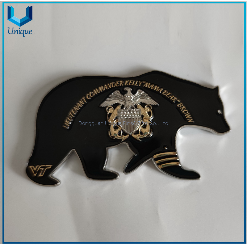 Diseño personalizado Moneda de desafío Moneda de la marina de guerra del diseño del oso creativo de la moda de dos tonos 3D