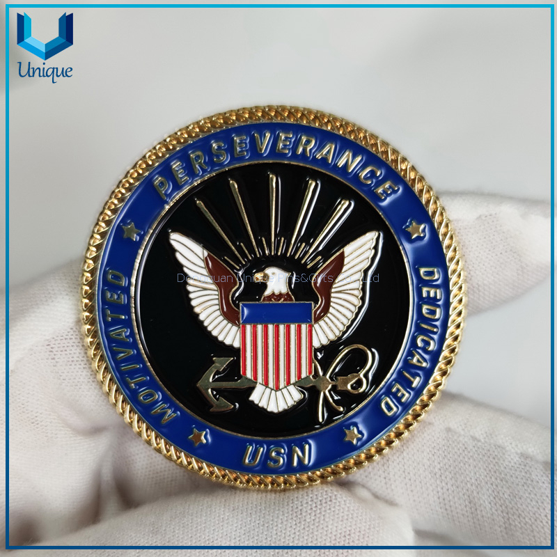 Fábrica de monedas de desafío personalizado, moneda de reconocimiento de níquel y oro USN de la Marina militar de EE. UU. para regalos de recuerdo
