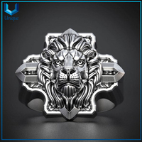 Dominio exagerado 316 Cabeza de acero inoxidable de acero inoxidable Hiphop Anillos de dedo Hombres