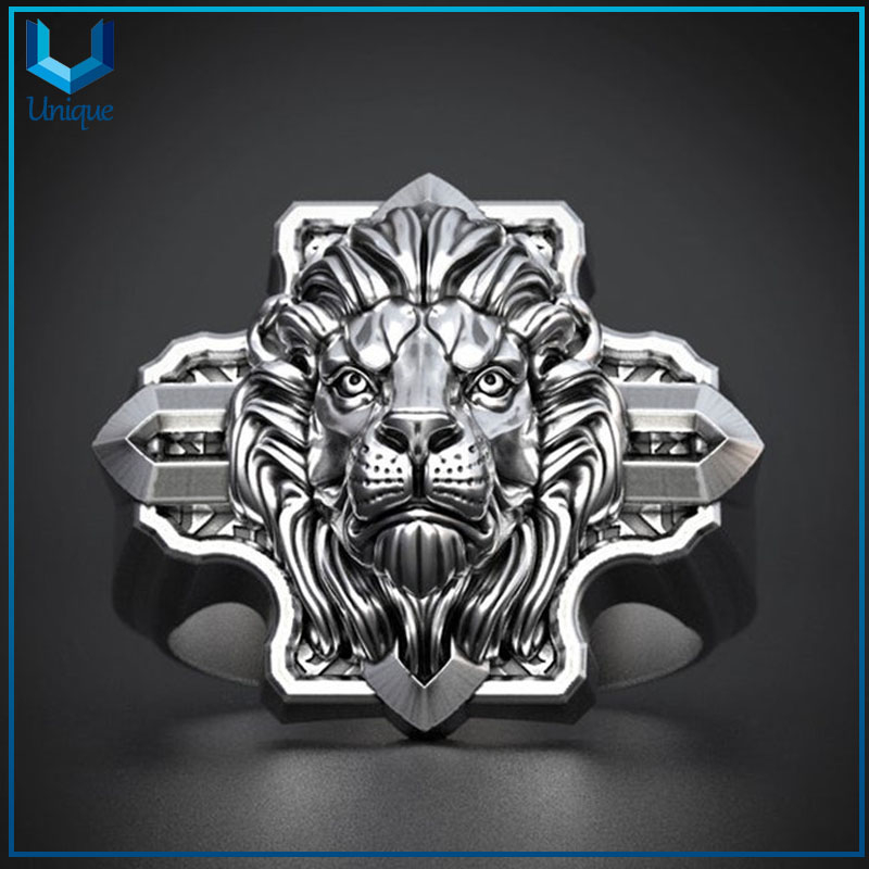 Dominio exagerado 316 Cabeza de acero inoxidable de acero inoxidable Hiphop Anillos de dedo Hombres