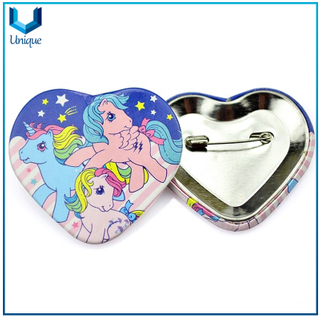 Pasador de seguridad en forma de corazón personalizada Publicidad Publicidad Botón de lata en blanco Insignia