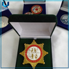 Molde libre sello oro verde terciopelo medallas insignias monedas pantalona cajas de exhibición de lujo joyería de los mancuermas de los relojes de los relojes del embalaje