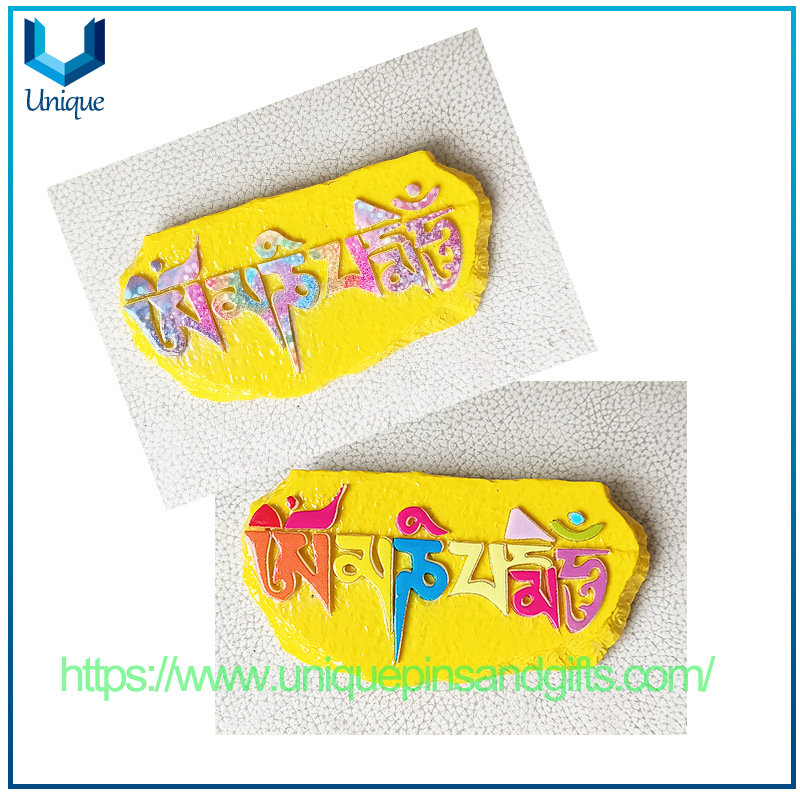 Calcomanías de magnet de nevera de paisaje urbano personalizado, lhasa bendición de bendición de resina calcomanías magnéticas para el turismo étnico tradicional artesanías de recuerdo regalos de recuerdo