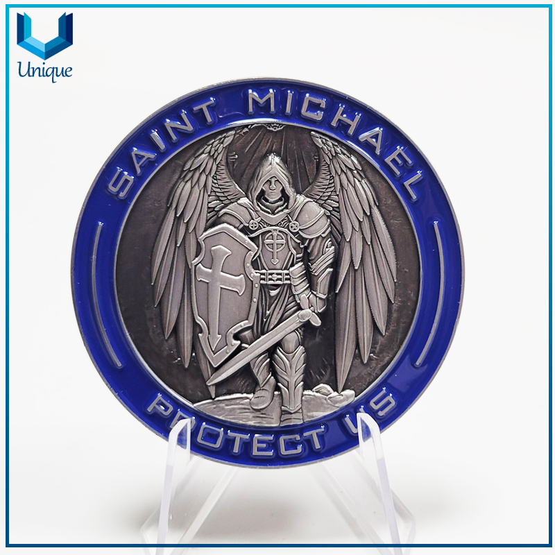 Diseño personalizado, moneda de policía del ángel de Missouri de EE. UU. con revestimiento de níquel de 2,25 pulgadas, fabricante de monedas de desafío personalizadas