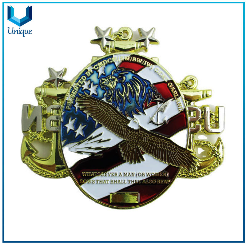 Moneda de desafío al por mayor, diseño de ilustraciones de diseño gratuito, moneda de la marina de la USN, moneda de oro militar 3D, moneda inciente de traducción, moneda de novedad creativa personalizar