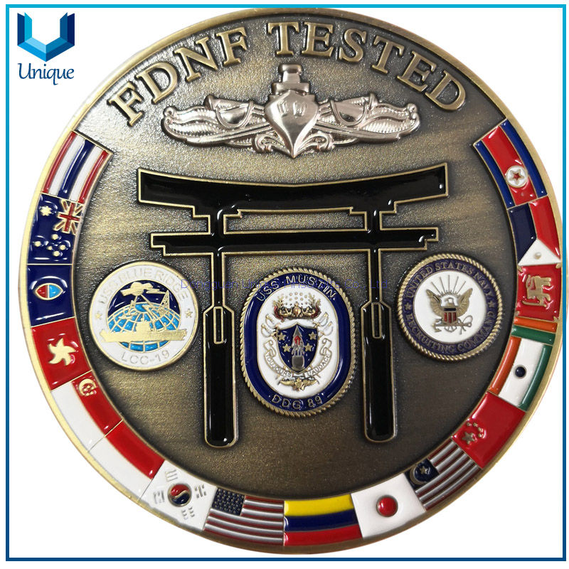 Moneda de placas de dos tonos antiguas de alta calidad, modifique la moneda del desafío 3D, la moneda de souvenir de la incolora del enanmel suave, moneda FDNF