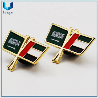 Artesanías de metal personalizadas, bandera de decoración del sombrero, perno de bandera del club, pin de la ropa, bandera de la universidad, bandera de la universidad, insignia de bandera doble, equipo de fútbol, ​​insignia de seguridad de lingotes