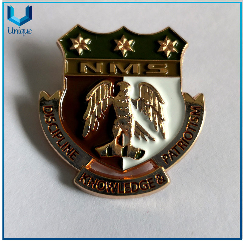 Insignia de pin de chapado en oro rosa, insignia de la policía de Nigeria 3D con alfiler de seguridad, manualidades de metal de signo gratis personalizar de China