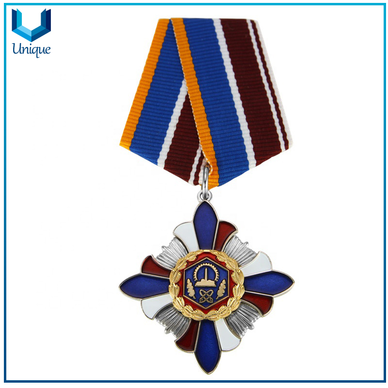 Medalla militar personalizada de la hora del recuerdo, medalla de premio de alta calidad con cinta