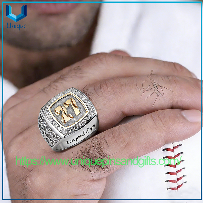 Anillo de dedo del club de béisbol de la venta caliente anillo de dedo del campeonato de béisbol del acero inoxidable para el anillo de dedo de los hombres