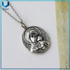 Fábrica al por mayor diseño personalizado personalizado figura religiosa collar oro ródica creencia santo mary 925 plata colgante, collar de dos tonos colgante