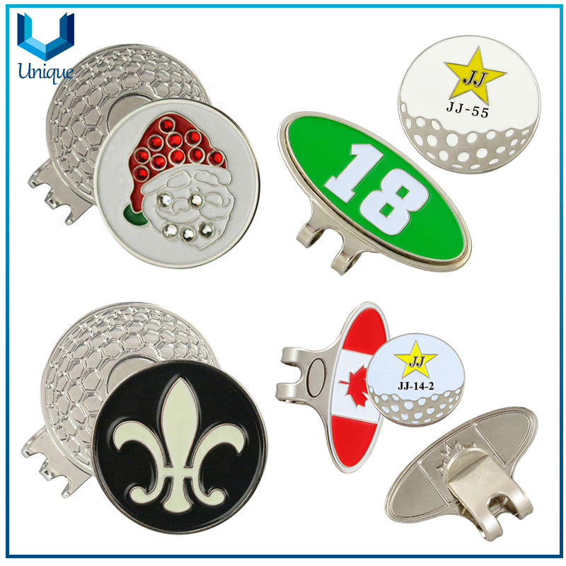 Moda Crystal Decorated Golf Pickmarker con HatClip en Set, Personalizar Logo Golf Club Metal Metal Polloker con HatClip para Promoción