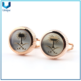 Personalizar diseño de gemelos de latón con regalos de embalaje de caja, joyería de moda regalo de boda gemelos, brazos 3D de alta calidad / oro / gemelos de chapado de níquel para regalos de souvenires