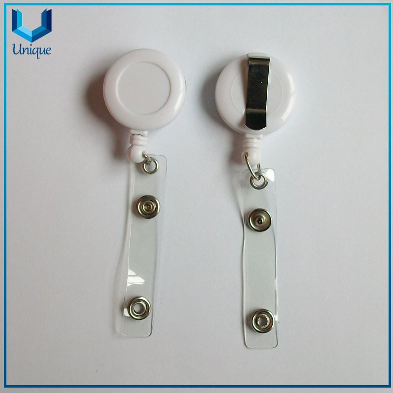 Personalice el carrete de plástico de la insignia con llavero, logotipo de impresión personalizado con carrete de insignia epoxi con cinturón y llavero para la oficina de oficina corporativa