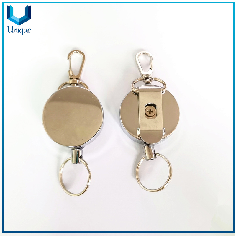 Carrete de la insignia de metal de alta calidad con llavero, personalice el logotipo de impresión con el carrete de la insignia de epoxi para la oficina de papelería