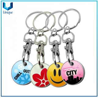 Llavero de metal con impresión Trolley Lock Token Coin, Customze Logo Token Coin Keying para regalos promocionales