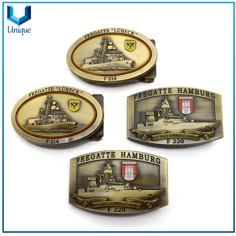 OEM modificado personalizado número grabado Alemania Navy Military Honor Hebilla de metal, Aleación de zinc Cinturón de regalo de souvenir