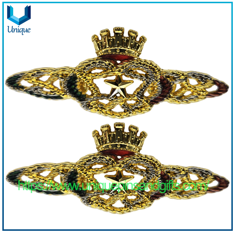 Artesanía de Metal personalizada, alfileres de solapa con logotipo 3D, insignias, uniforme chapado en oro, emblema de embrague de mariposa para seguridad de la Fuerza Aérea de EE. UU.