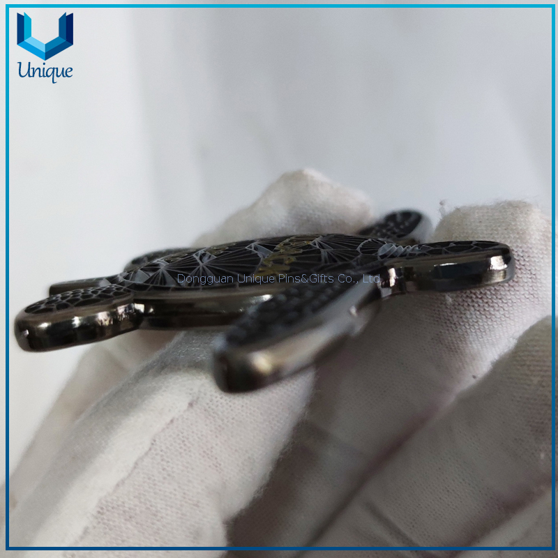 Moneda de tortuga Shellback 3D personalizada, moneda de desafío conmemorativa de estilo de moda de níquel negro para regalos de recuerdo