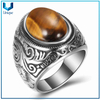 Hombre de moda personalizado Punk Jewelry de piedra turquesa Anillos de acero inoxidable