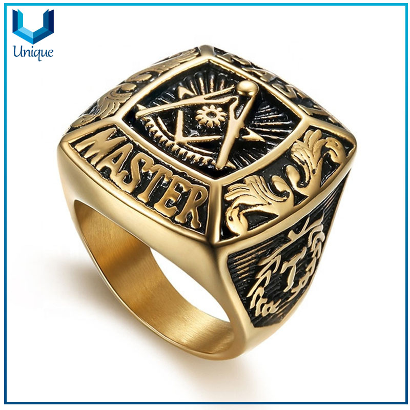 China Fabricante Masonic Signtet Ring Acero inoxidable Diseño simple Anillos de joyería de tamaño grande