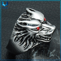 Venta al por mayor Moda de alta calidad Venta caliente Hombre Roca Punk Anillo de dedo Anillo de Lobo Anillo Anillos de acero inoxidable para hombres