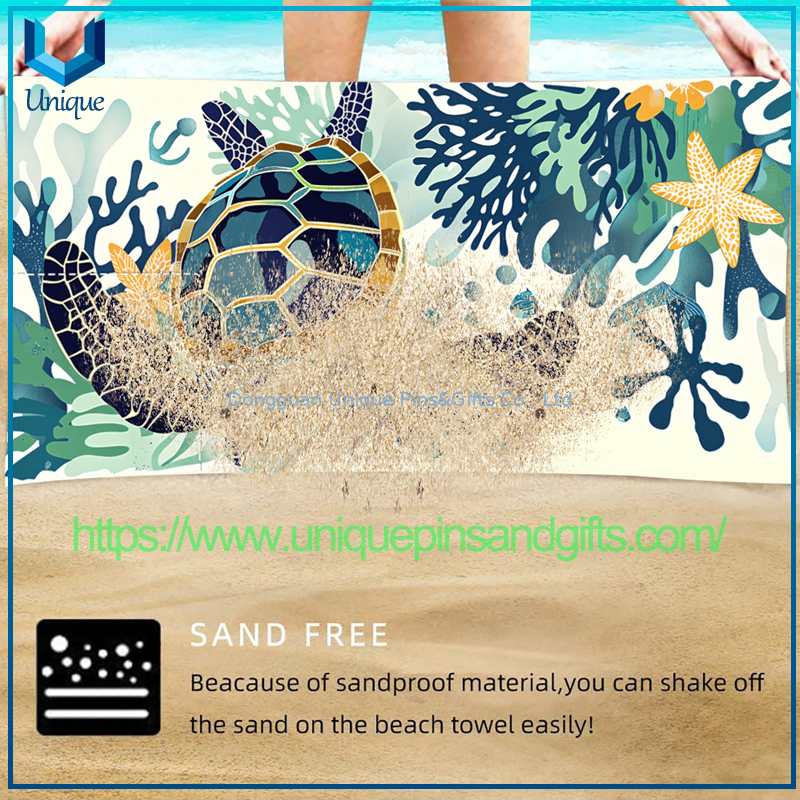 Toalla de playa de secado de secado r&aacute;pido de dise&ntilde;o r&aacute;pido, mochila de toalla de playa, logotipo de dibujo impreso Portable Playa Playa (9) 