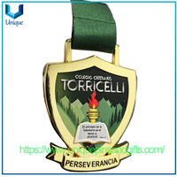 Logotipo personalizado Medallas de premios de metal de eventos deportivos escolares únicos con impresión UV y cinta