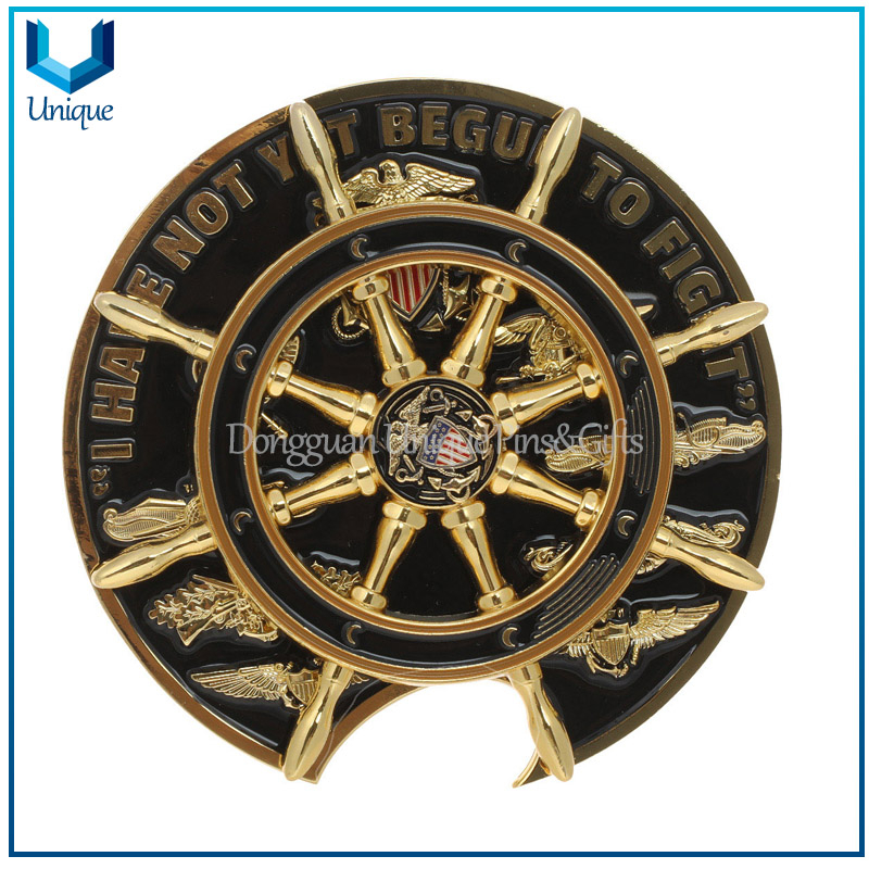 Proveedor de monedas de desafío Medalla de oro Moneda de espejo de oro redonda