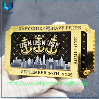 Diseño personalizado Moneda conmemorativa de metal USN USN Jefe de la Marina de la Armada Orgullo American Maritime Commemorative Coin